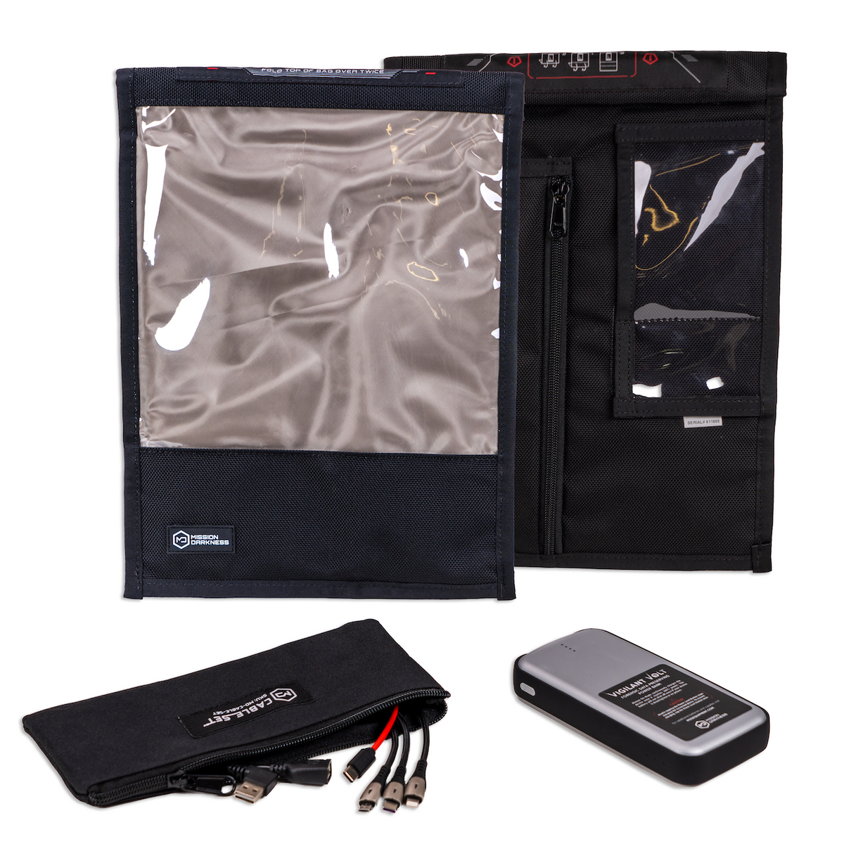 Mission Darkness NeoLok Faraday Bag voor tablets met batterijkit