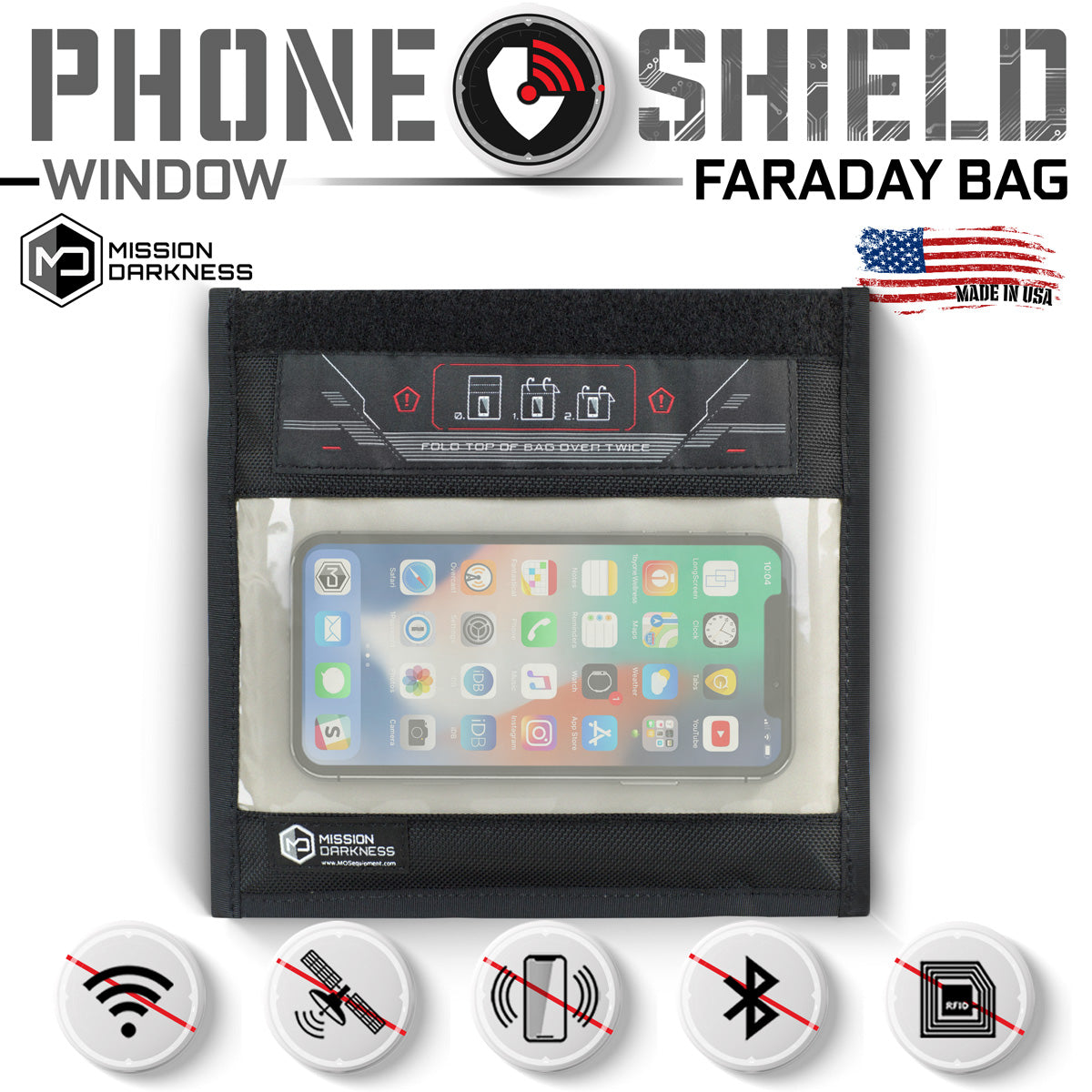 Mission Darkness Faraday Bag voor telefoons met venster