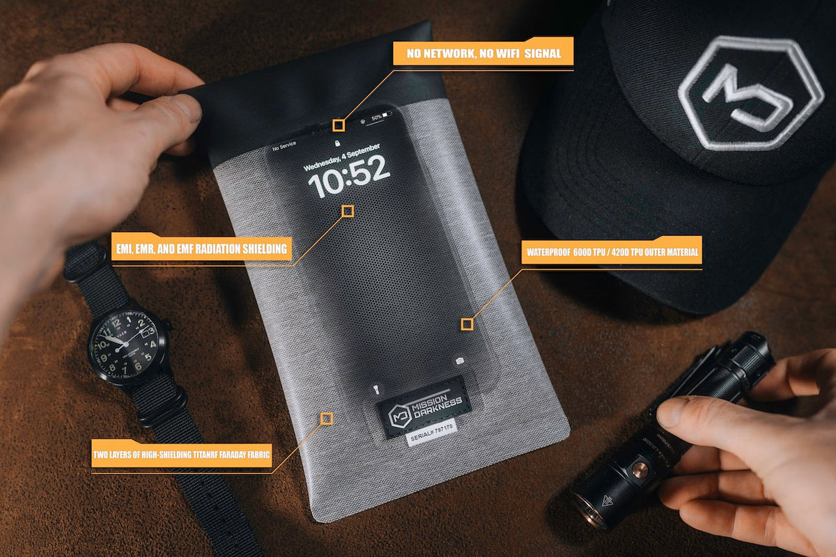 Mission Darkness Dry Shield Faraday telefoonhoes (grijs)